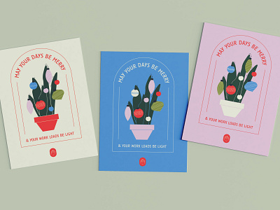 Office Holiday Cards card design illustrator office plant
