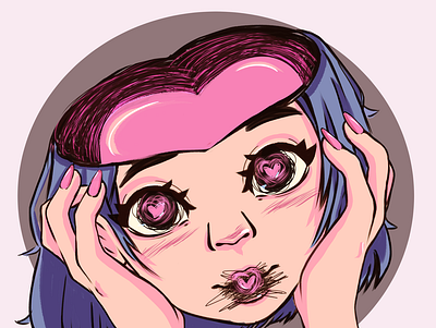 lovesick aesthetic digital drawing girl goth illustration logo love mascot pink punk sticker weird