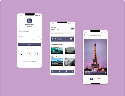 Travel app app design figma mobile app ui ux