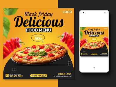 Black friday special social media feed design black friday creative flyer designer food flyer food post graphic design pizza post restaurant sale social media