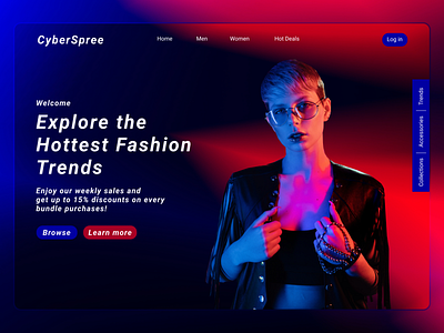 CyberSpree Fashion Store Web Design blue branding cyberspree design e commerce ecommerce fashion fashion website graphic design logo model red trend trendy ui uiux ux web design website