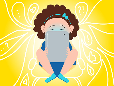 Girl with tablet gadget girl illustration vector