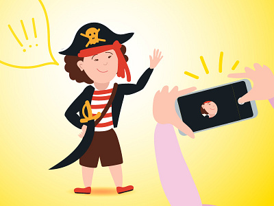 Pirate girl gadget girl illustration vector