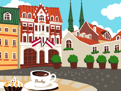 Coffee in Riga coffee illustration