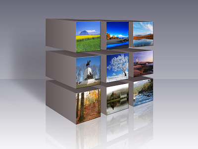 3D Box Photo Gallery Mock-Up 3d box frame graphic design image layered mockup phone photo photo display presentation