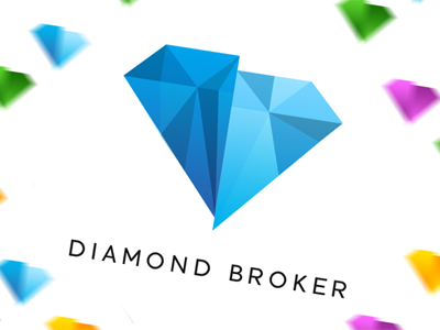 Diamond blue broker diamond flat green logo logotype pink yellow