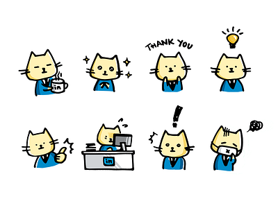 Business Cat cat character design doodle illustration linkedin messaging stickers