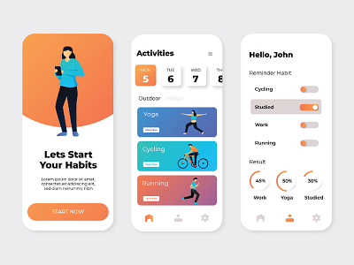 Exercise App (UI UX Design) app design icon illustration ui ux vector