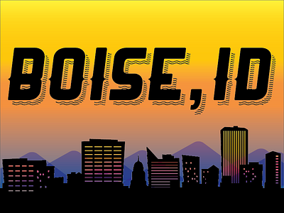 Boise Skyline boise buildings city idaho lettering mountains northwest silhouette skyline sunset typography