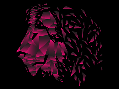 Lion animal geometric gradient lion low poly pink` shapes vector