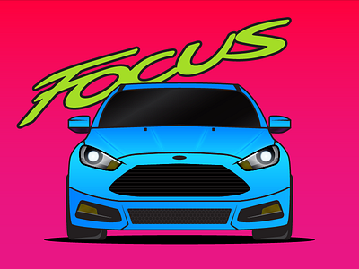 New Car automotive blue car ford focus illustration