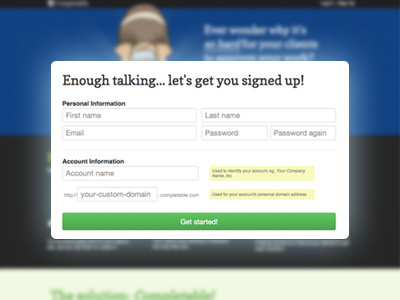 Completable Signup Form completable form webapp