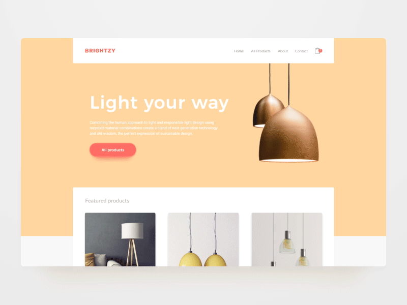 Lighting Store Homepage ae animation e commerce lighting sketch store ui ux webdesign
