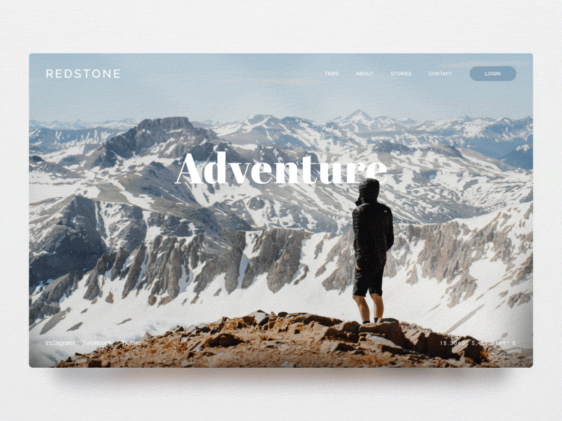 Mountain Adventure adventure animation header interface mountain outdoor parallax travel ui ux web web design winter