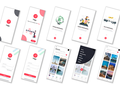 Tripy - The Traveling Mobile App UX Design with Adobe XD adobexd design figma mobileapp mobileappdesign mobiledesign ui uiux visual design