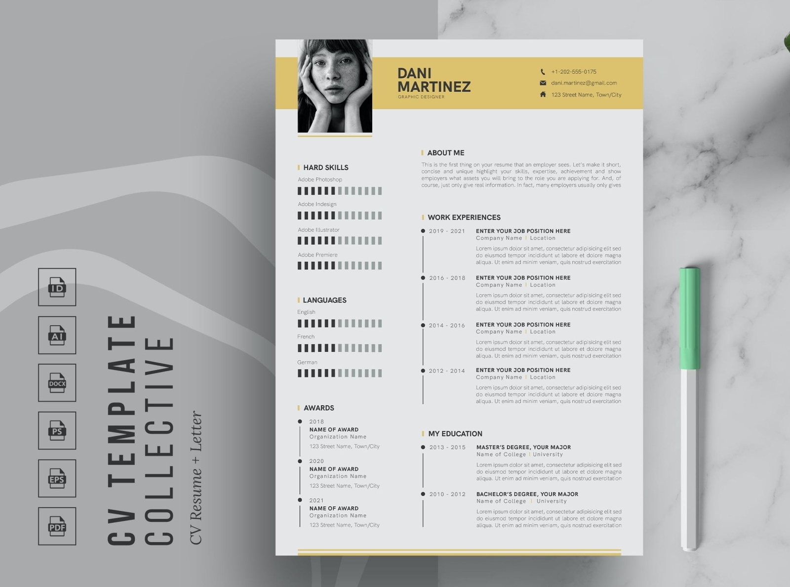 Resume Template / CV by ResumeTemplates on Dribbble