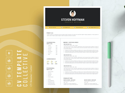 Professional CV Template | Resume 2 page resume branding cover letter cover letter template creative cv creative resume curriculum vitae cv cv resume cv template cv word illustration job resume modern resume modern resume template professional resume resume resume for mac resume template simple resume