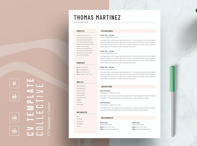 Professional Resume Template | CV for Word 2 page resume branding cover letter cover letter template creative cv creative resume curriculum vitae cv cv resume cv template cv word design illustration job resume logo modern resume modern resume template ui ux vector