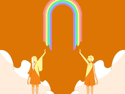 Together beam character design cloud couple duochrome duotone expression friends gender identity illustration lgbt light love orange pride procreate rainbow support together