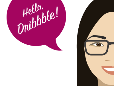 Hello, Dribbble! avatar dribbble female girl glasses hello nerd sketch vector woman