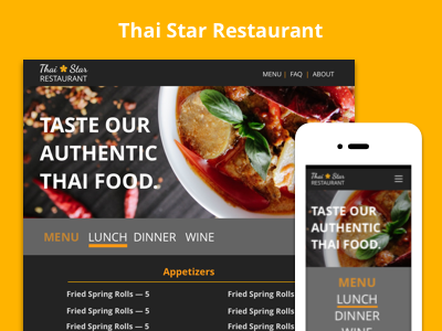 Web, Mobile, & Logo Designs for Thai Star Restaurant cuisine design food logo mobile orange phone restaurant site thai ui web