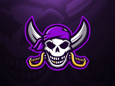 Pirate Mascot Logo branding design esports gaming logo mascot mascot logo pirate purple skull streaming swords