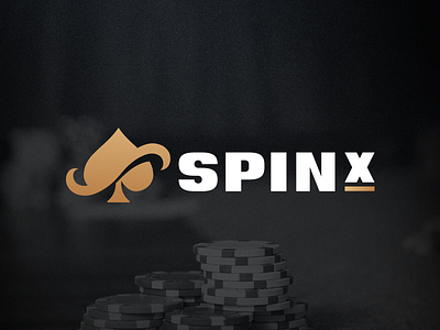 SpinX Logo Design branding branding design cards gold logo logo design poker spade spin spin format x