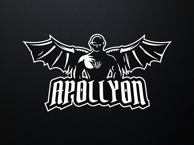 Apollyon Logo Design black branding branding design dark gaming logo logodesign mascot streamer logo streaming vector wings