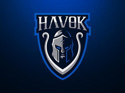 Havok Mascot Logo blue branding branding design esports gaming greek helmet logo logodesign mascot spartan sports streamer vector