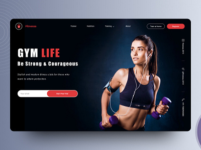 Fitnessa | Landing Page branding cardio figma fitnessgirl gymlife herosection landingpage ui ux webdesign website workout zumba