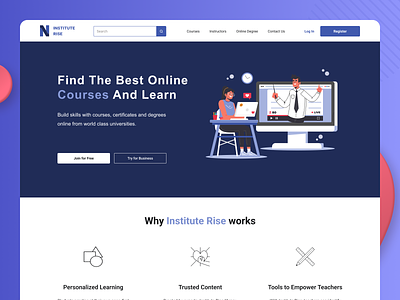 Institute Rise | Home Page | Web Design cources design education figma illustration learning logo ui user interface ux web design webdesign