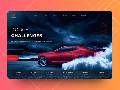 Dodge Challenger SRT - Landing page | User Interface car design dodge figma image landing page racing smog smoke speed sports test drive typography ui ux website