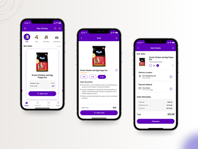 Mop Petshop | Pet Application | Mobile App accessories branding cards cart checkout design detail figma graphic design graphic element grooming home screen location pet shop section shadow typography ui ux