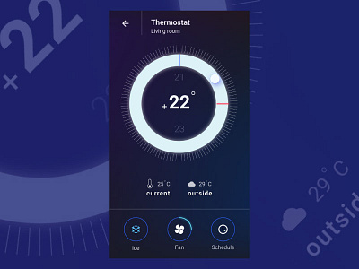 Thermostat UI Design app climate control dark dribbble mobile smart home thermostat ui ux