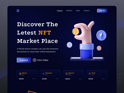 NFT market place home page crypto crypto design crypto page design home page illustration landing landing page design nft nft web ui ux web crypto webdesign website weib