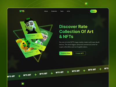 NFT Home Page art bitcoin cryptoart cryptocurrency dark design home page interface landing page marketplace nft nfts token ui web website website design