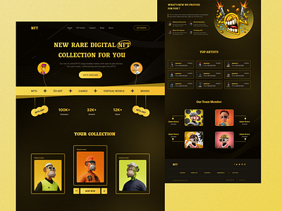 NFT Landing Page 3d nft app crypto cryptocurrency graphic design landing landing page marketplace nft nft landing page nfts ui ui design ui ux web web design webdesign website website design