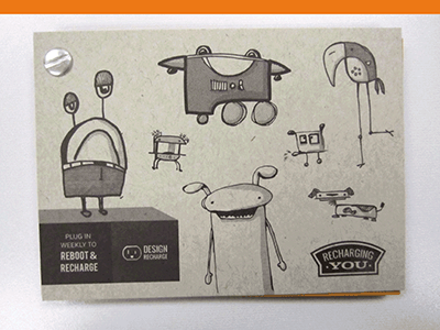 Robot and Monster Sketchbook french paper illustrations monster orange robot sketchbook