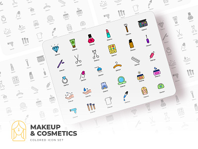Makeup & Cosmetics Icon Set beauty cosmetics flat design icon icon set icons illustration makeup ui