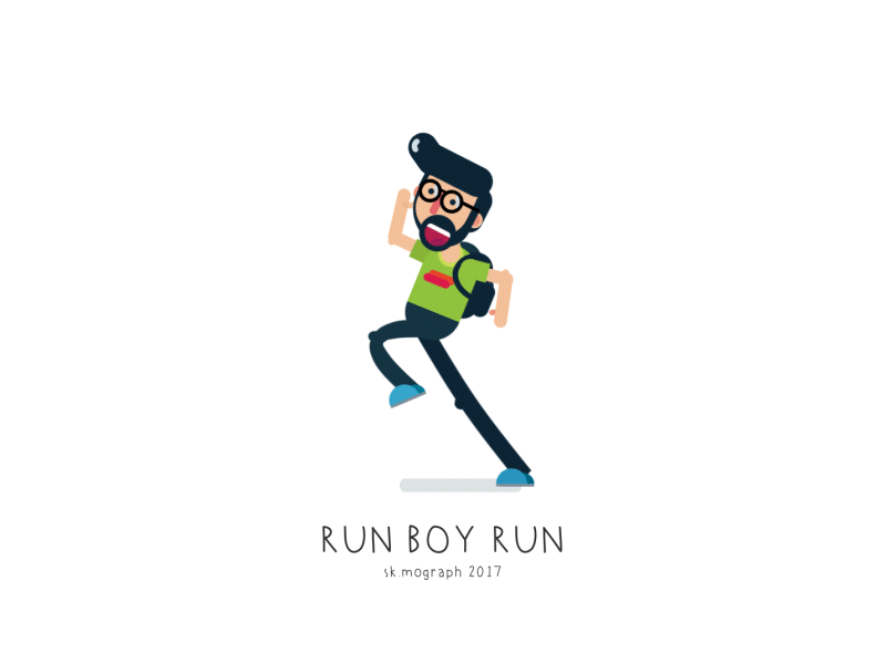 Run Boy Run after effect animation character flat design motion graphic run