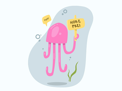 Sesuk Prei #TGIF animal flat design holiday illustration jelly fish jellyfish sea tgif vector weekend