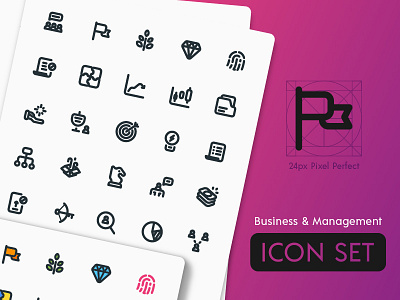 Business & Management Icon Set business challenge icon icon set line art management outline pixel perfect