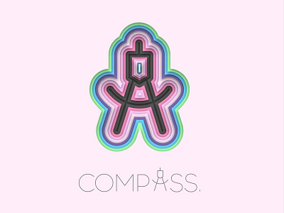Compass compass depth flat design godus illustration layer art logo paper cut pink