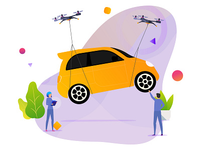 Deliver Your Car car character delivery delivery service drone gradient graphic design illustration people repair ui ux design web