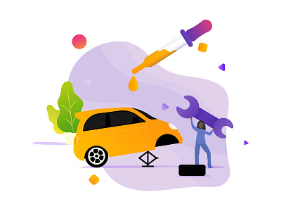 Touch Up auto autocare car car app concept daily care flat design gradient icon illustration landing page maintenance mood services ui web