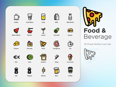 Food & Beverage burger button color design digital art fast food flat food graphic design hot dog icon icons icons set icons8 illustration noodles outline stroke ui vector