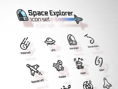 Space Explorer astronaut design exoplanet exploration graphic design icon icon design icon pack icon set icons illustration mars nasa planet satelite science space space x ufo