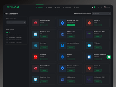 TechAsap Web Application Design Dark Mode clean dark dashboard design minimal typography ui ux webapp