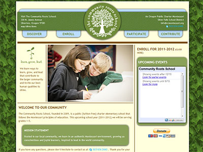 Community Roots School Website elementary montessori oregon school website