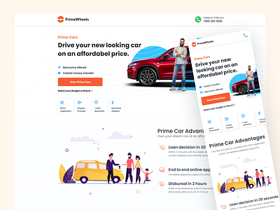 Prime Wheels Landing Page home page landing page prime cars ui ux web design